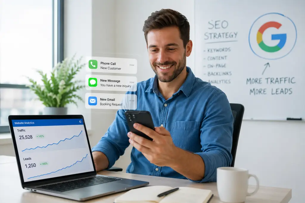 αύξηση πελατών από Google για τοπική επιχείρηση μέσω SEO ιστοσελίδας