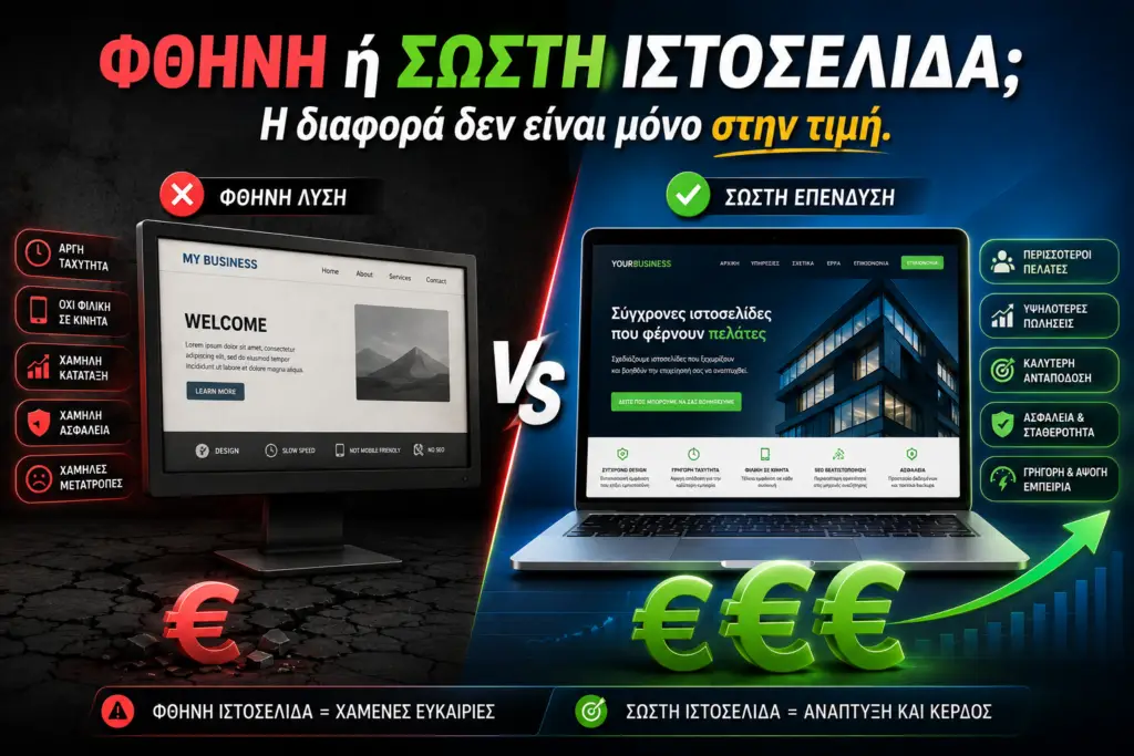 κόστος κατασκευής ιστοσελίδας και παράγοντες που επηρεάζουν την τιμή